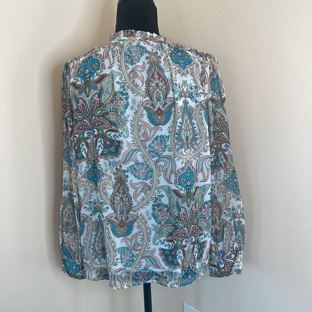 Loft blue paisley long sleeve top - Picture 7 of 9